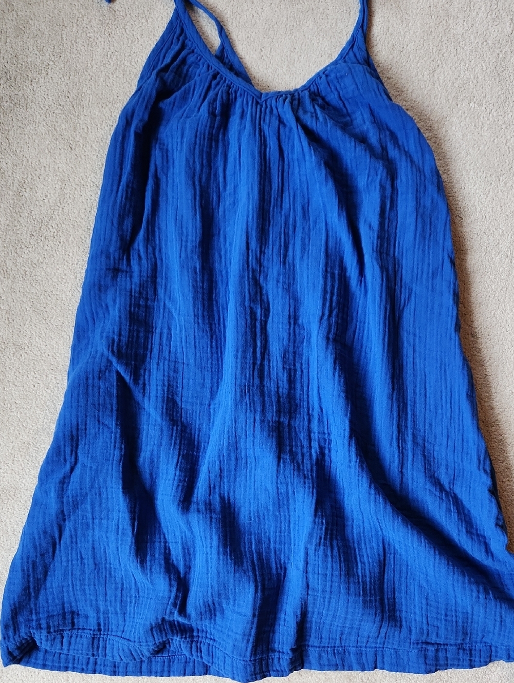 Crinkle Gauze Blue Swim Cover-up Dress - Medium